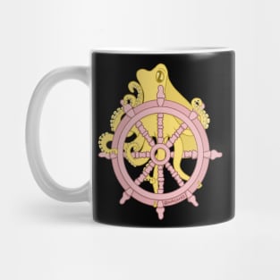 Yellow Octopus and Ship Wheel Mug